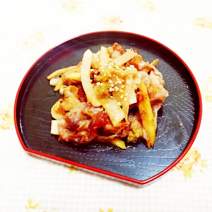 柚子胡椒＆味噌風味♪大根と豚肉の蒸し焼き